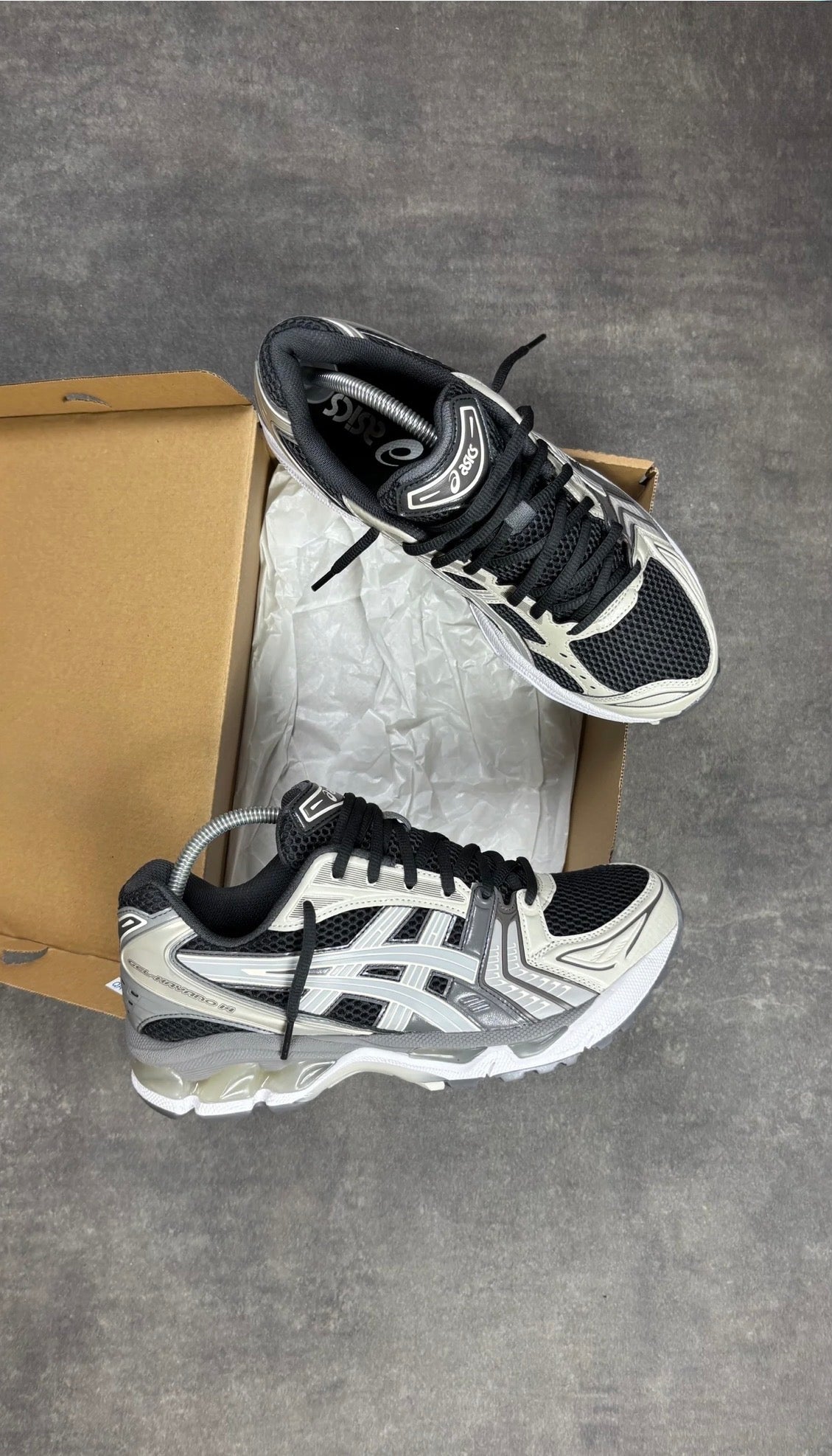 ASICS Kayano 14’s Obsidian Cement Grey