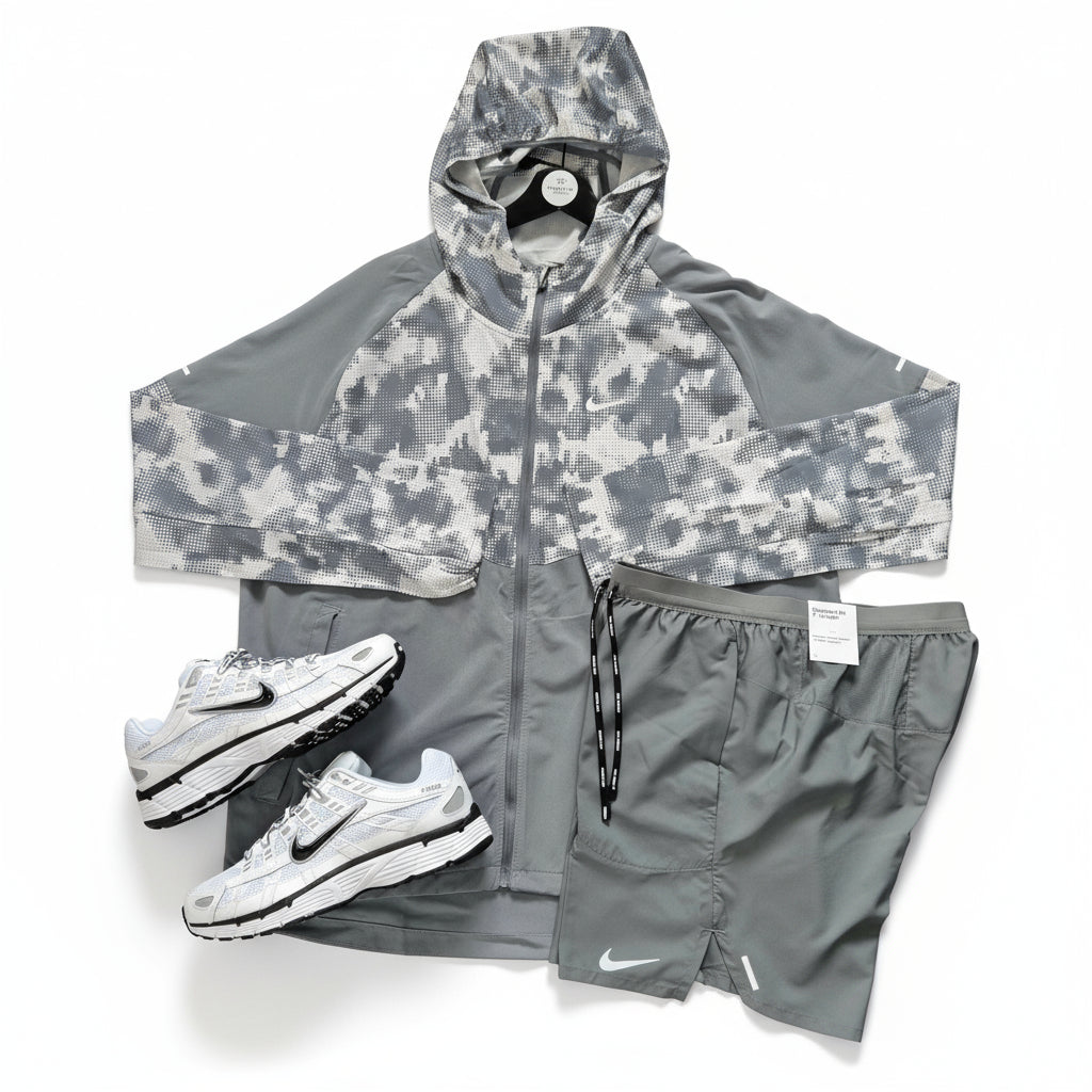 Nike Miler Repel Camo Windrunner & 7" Flex Short Set (Grey)