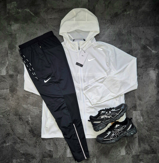 NIKE WHITE UV WINDRUNNER & BLACK PHENOM TRACK PANTS