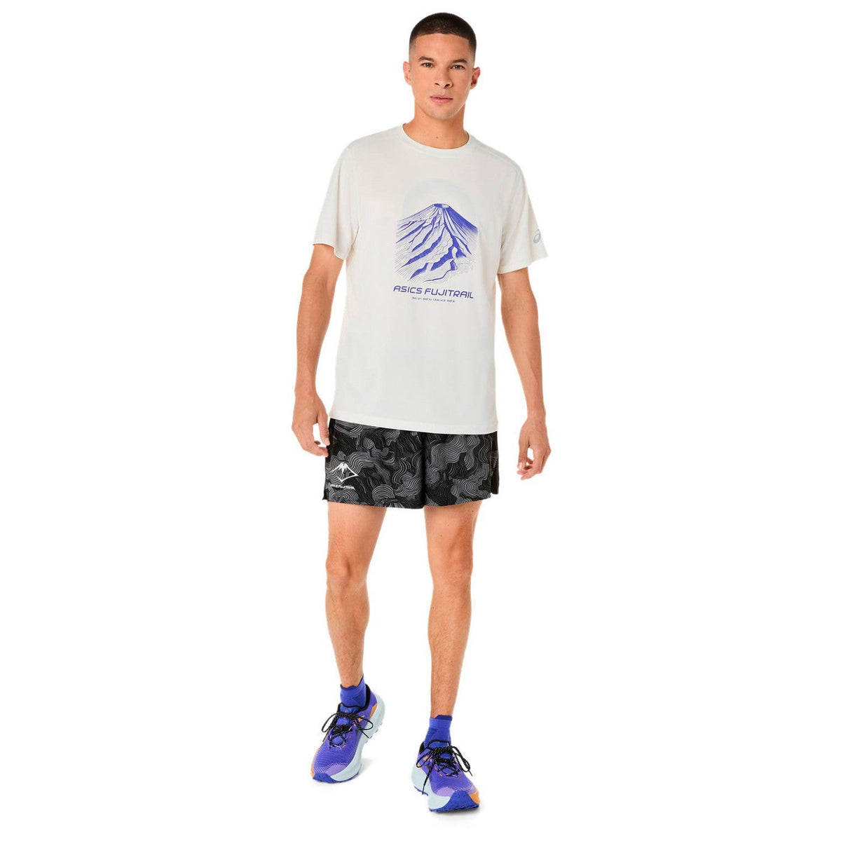 Asics Fujitrail Logo SS Core T-shirt - White/Cobalt Burst