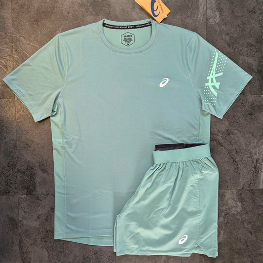 ASICS ICON TSHIRT & 5" SHORTS (celadon green)