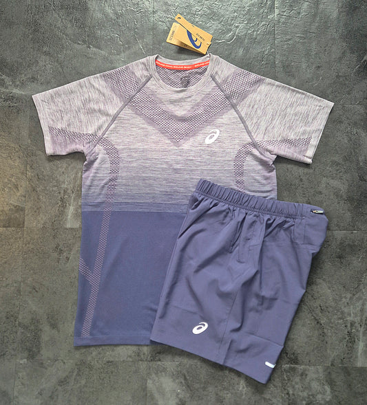 Asics Seamless Tshirt & 2in1 Shorts Set (Lavender Grey/Indigo Fog)