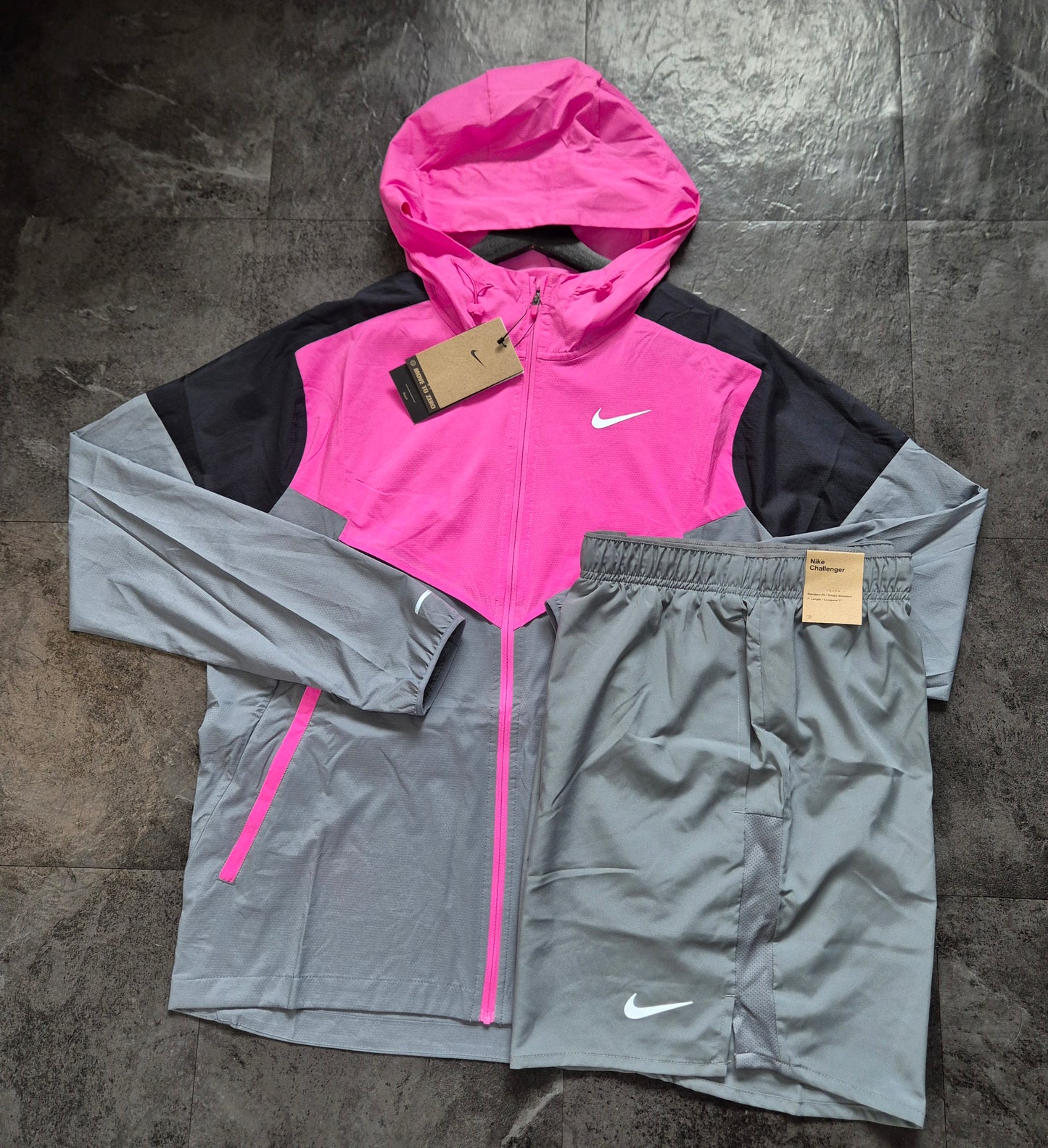 Nike Uv Colour Block Windrunner 3peice Set (pink/grey/black)